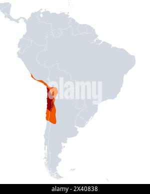 Deserto di Atacama, mappa politica. Altopiano desertico iperaride, situato sulla costa pacifica del Sud America, a nord del Cile, evidenziato in rosso. Foto Stock