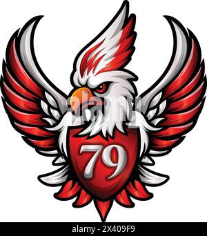 79° logo della mascotte indonesiana con aquila o illustrazione vettoriale garuda Illustrazione Vettoriale