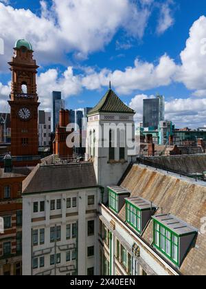 Lo splendido skyline di Manchester, Inghilterra Foto Stock