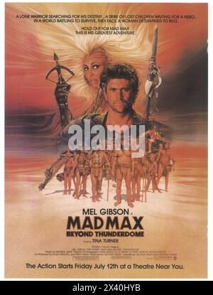 1985 Mad Max Beyond Thunderdome poster originale del film, diretto da George Miller, con Tina Turner e Mel Gibson Foto Stock