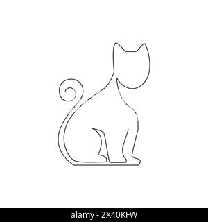 Disegno a linea continua di una semplice icona gattino. Logo Kitty PET Animal con logo Vector Concept. Design grafico moderno a una linea Illustrazione Vettoriale