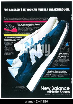 1981 annuncio sulle scarpe atletiche New Balance Foto Stock