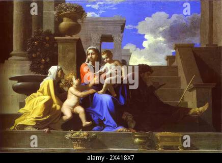 Nicolas Poussin - la Sacra famiglia sui gradini Foto Stock