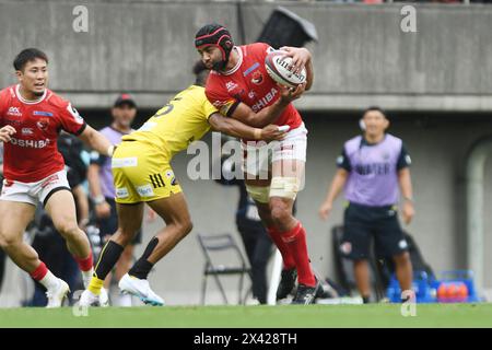 Tokyo, Giappone. 27 aprile 2024. Michael Leitch (Brave Lupus) Rugby: Japan Rugby League One 2023-24 partita tra Toshiba Brave Lupus e Tokyo Suntory Sungoliath al Prince Chichibu Memorial Stadium di Tokyo, Giappone . Crediti: Itaru Chiba/AFLO/Alamy Live News Foto Stock