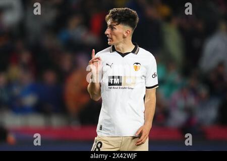 Barcellona, Spagna. 29 aprile 2024. Pepelu del Valencia CF durante la Liga EA Sports match tra FC Barcelona e Valencia CF e ha giocato allo stadio Lluis Companys il 29 aprile 2024 a Barcellona, Spagna. (Foto di Bagu Blanco/ PRESSINPHOTO) credito: PRESSINPHOTO SPORTS AGENCY/Alamy Live News Foto Stock