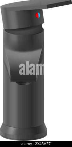 Immagine del rubinetto di miscelazione Black Modern per acqua fredda e calda per il miscelatore del bagno su un bianco Illustrazione Vettoriale