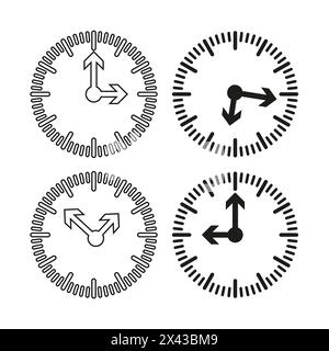 Diagrammi a freccia circolare. Icone di processo del ciclo vettoriale. Diagrammi di flusso direzionali. Illustrazione Vettoriale