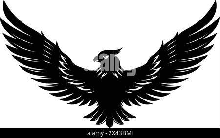 Illustrazione vettoriale Eagle. Silhouette del logo o simbolo dell'aquila calva Illustrazione Vettoriale