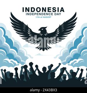 79° Indonesia Independence Day, 17 agosto 2024 celebrazione sfondo vettoriale Illustrazione Vettoriale