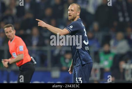 Firo: 26 aprile 2024, calcio, 1.League, Bundesliga, stagione 2023/2024, VfL Bochum 1848 - TSG Hoffenheim. 3:1 Philipp Hofmann di VFL Bochum gestures Foto Stock