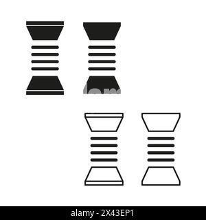 Icone delle molle di compressione astratte. Simboli di resistenza meccanica. Rappresentazione dell'energia elastica. Illustrazione vettoriale. EPS 10. Illustrazione Vettoriale