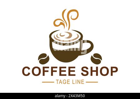 Logo del caffè. design delle tazze da caffè. adatto per il logo di una caffetteria, un caffè, un caffè e molto altro. Semplice design modificabile Illustrazione Vettoriale