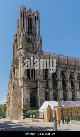 Cattedrale di Reims, la città più popolosa del dipartimento francese della Marna Foto Stock