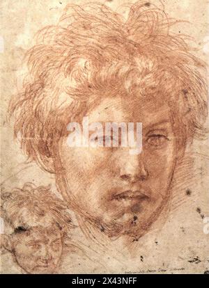 ANDREA DEL SARTO (nato 1486, Firenze, d. 1530, Firenze) Capo di un giovane uomo 1520 Sanguine Musée du Louvre, Parigi --- parole chiave: --------------- Autore: ANDREA DEL SARTO titolo: Head of a Young Man Time-line: 1501-1550 Scuola: Italian form: Graphics Type: Study Foto Stock