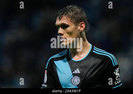 Preston, Regno Unito. 29 aprile 2024. Jannik Vestergaard di Leicester City durante il match per il titolo Sky Bet Preston North End vs Leicester City a Deepdale, Preston, Regno Unito, 29 aprile 2024 (foto di Steve Flynn/News Images) a Preston, Regno Unito, il 4/29/2024. (Foto di Steve Flynn/News Images/Sipa USA) credito: SIPA USA/Alamy Live News Foto Stock