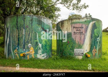 Water Tanks Art, Springbrook, Queensland, Australia Foto Stock