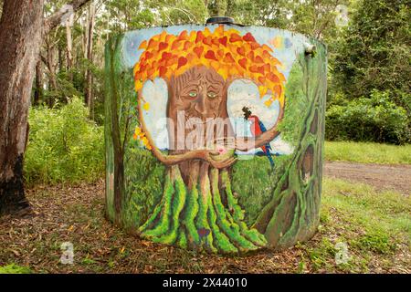Water Tank Art, Springbrook, Queensland, Australia Foto Stock