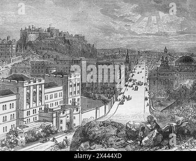 Vista di Princes Street, Edimburgo, 1822. Illustrazione tratta dalla storia dell'Inghilterra di Cassell, vol VII. New Edition pubblicata circa 1873-5. Foto Stock