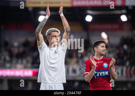 Silkeborg, Danimarca. 29 aprile 2024. Oliver Sonne di Silkeborg SE visto dopo il 3F Superliga match tra Silkeborg IF e FC Midtjylland al Jysk Park di Silkeborg. (Photo Credit: Gonzales Photo/Alamy Live News Foto Stock