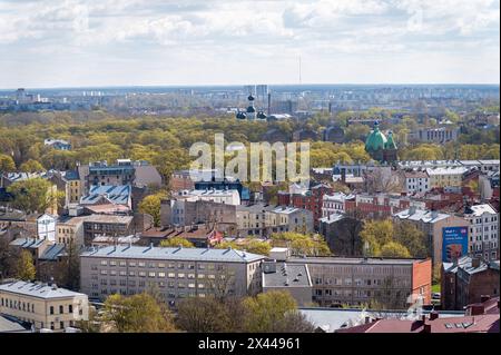 Vista dalla piattaforma di osservazione dell'Accademia lettone delle scienze, riga, Lettonia Foto Stock