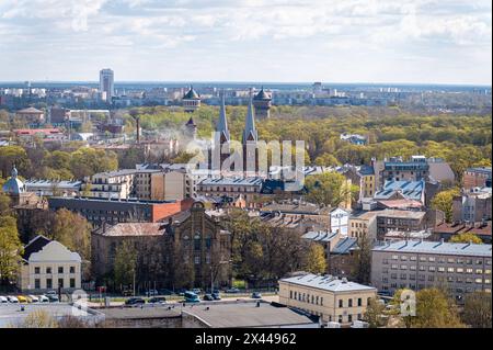 Vista dalla piattaforma di osservazione dell'Accademia lettone delle scienze, riga, Lettonia Foto Stock