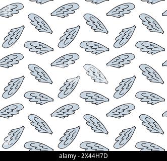 Disegno vettoriale senza cuciture di ali disegnate a mano Illustrazione Vettoriale