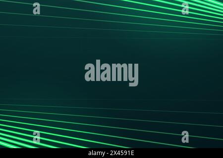 Sfondo astratto illuminato da laser verde gradiente. Futuristico banner Web cyber orizzontale. Moderno stile tecnologico. Modello grafico dinamico per sfondo, m Illustrazione Vettoriale