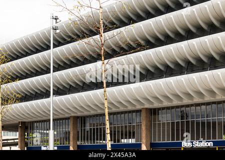 La stazione degli autobus e parcheggio Brutalist Preston, Preston, Lancashire, Regno Unito Foto Stock