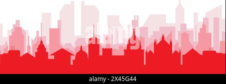 Poster rosso dello skyline della città DI FIRENZE, ITALIA Illustrazione Vettoriale