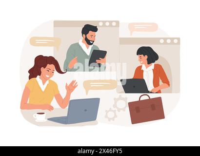 Illustrazione vettoriale del concetto isolato di meetup online. Illustrazione Vettoriale