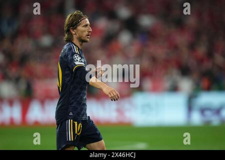 Monaco, Germania. 30 aprile 2024. Luka Modric del Real Madrid durante la partita di UEFA Champions League, semifinale, andata, tra il Bayern Munchen e il Real Madrid giocata all'Allianz Stadium il 30 aprile 2024 a Monaco, Germania. (Foto di Bagu Blanco/PRESSINPHOTO) credito: PRESSINPHOTO SPORTS AGENCY/Alamy Live News Foto Stock