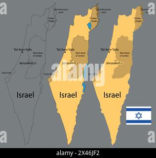 Illustrazione vettoriale di una mappa di Israele. Illustrazione Vettoriale
