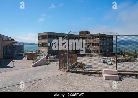 Scena della prigione abbandonata di Alcatraz, San Francisco, Stati Uniti Foto Stock