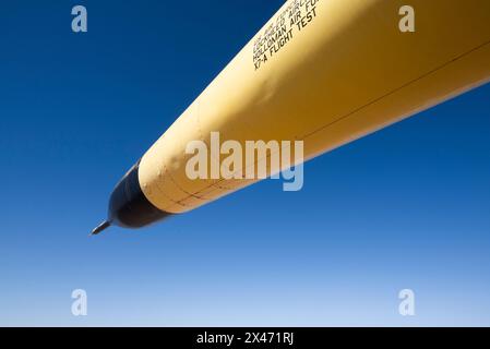 Vista isolata del naso del missile terra-aria, mostra di test di volo 7-A presso il Museo di storia dello spazio di Alamogordo, New Mexico, USA Foto Stock