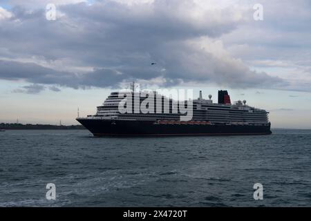 Regina Anna, Cunard, arrivo a Southampton martedì 30 aprile 2024 Foto Stock