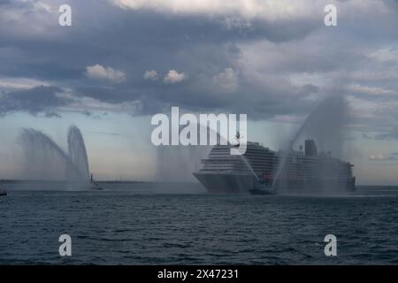 Regina Anna, Cunard, arrivo a Southampton martedì 30 aprile 2024 Foto Stock