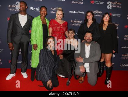 Londra, Regno Unito. 30 aprile 2024. Patrick Elue, Rachel Adedeji, Rebel Wilson, Meera Syal, Ruth Madeley, Greta Jones, Celyn Jones e Kate Jones partecipano alla premiere britannica Almond & The Seahorse al Vue West End di Leicester Square, Londra. (Foto di Cat Morley/SOPA Images/Sipa USA) credito: SIPA USA/Alamy Live News Foto Stock