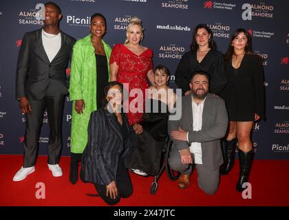 Londra, Regno Unito. 30 aprile 2024. Patrick Elue, Rachel Adedeji, Rebel Wilson, Meera Syal, Ruth Madeley, Greta Jones, Celyn Jones e Kate Jones partecipano alla premiere britannica Almond & The Seahorse al Vue West End di Leicester Square, Londra. Credito: SOPA Images Limited/Alamy Live News Foto Stock