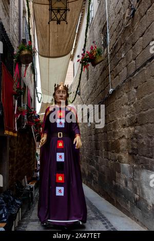 Sfilata della Tarasca e dei giganti e delle grandi teste nel Corpus Christi di Toledo, Spagna Foto Stock