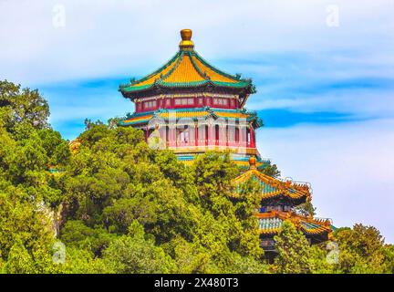 Longevity Hill, Torre della fragranza della Pagoda di Buddha, Palazzo d'Estate, Pechino, Cina. Foto Stock