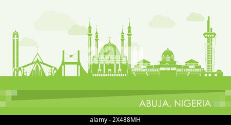 Panorama Green Skyline della città di Abuja, Nigeria - illustrazione vettoriale Illustrazione Vettoriale