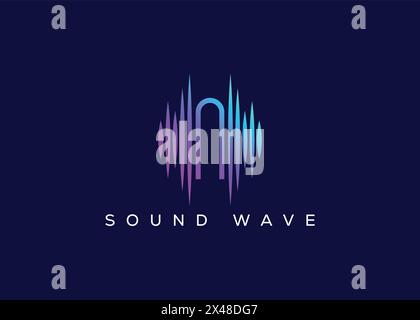 Logo Vector Letter N Sound Wave minimalista. Logo Modern Sound Wave. N Logo musicale. Illustrazione Vettoriale