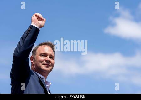 Vienna, Vienna, Austria. 1 maggio 2024. ANDREAS BABLER, Presidente del Partito Federale SPOE (Partito Socialista austriaco), alla tradizionale marcia del giorno di maggio della SPOE sulla Piazza del Municipio di Vienna. (Credit Image: © Andreas Stroh/ZUMA Press Wire) SOLO PER USO EDITORIALE! Non per USO commerciale! Foto Stock