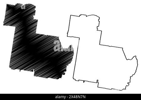 Coolamon Shire (Commonwealth of Australia, nuovo Galles del Sud, NSW) mappa illustrazione vettoriale, schizzo di tracciatura mappa Coolamon Illustrazione Vettoriale