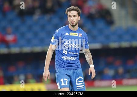 Cracovia, Polonia. 26 aprile 2024. Adrian Malachowski di Podbeskidzie in azione durante la partita di calcio fortuna 1 della Lega polacca 2023/2024 tra Wisla Cracovia e Podbeskidzie allo Stadio Municipale di Cracovia. Punteggio finale; Wisla Krakow 3:1 Podbeskidzie. (Foto di Grzegorz Wajda/SOPA Images/Sipa USA) credito: SIPA USA/Alamy Live News Foto Stock