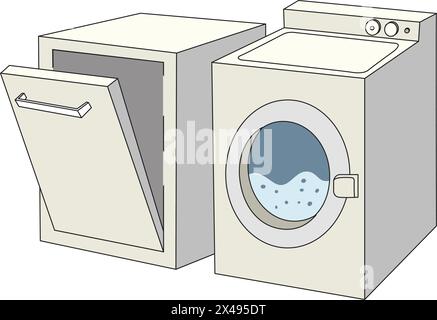 Lavastoviglie Illustrazione Vettoriale
