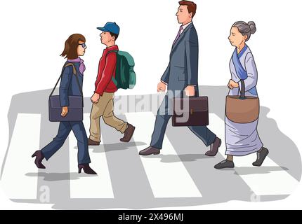 Illustrazione che mostra i professionisti che camminano Illustrazione Vettoriale