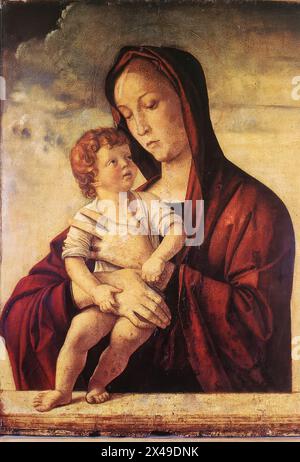 BELLINI, Giovanni (nato CA. 1426, Venezia, d. 1516, Venezia) Madonna col bambino c. 1475 Tempera su tavola, 77 x 57 cm Museo di Castelvecchio, Verona il dipinto è in condizioni imperfette. --- parole chiave: --------------- Autore: BELLINI, Giovanni titolo: Madonna col bambino Time-line: 1451-1500 Scuola: Italian form: Painting Type: Religious Foto Stock