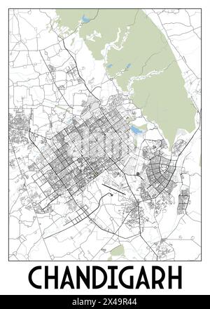 Chandigarh India mappa poster art Illustrazione Vettoriale