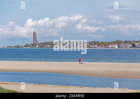 Spiaggia di Falckenstein, Laboe Navy Memorial, Kieler Förde, Kiel, Schleswig-Holstein, Germania Foto Stock